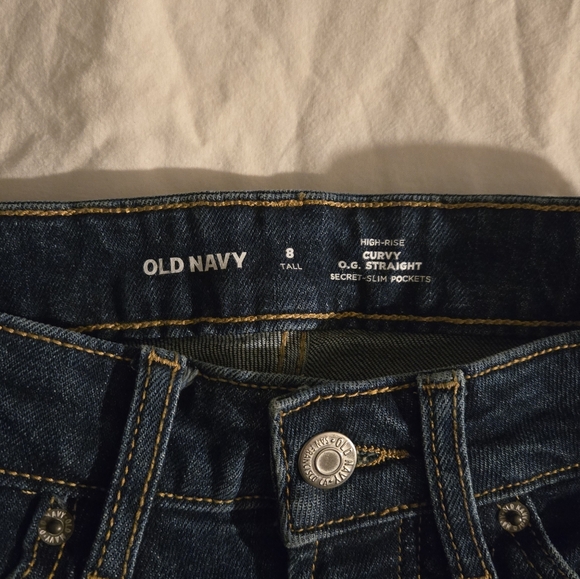 Old Navy Jeans Size 8 Tall Curvy O.G. Straight Secret Slim High Rise Raw Hem NWT - Picture 3 of 7